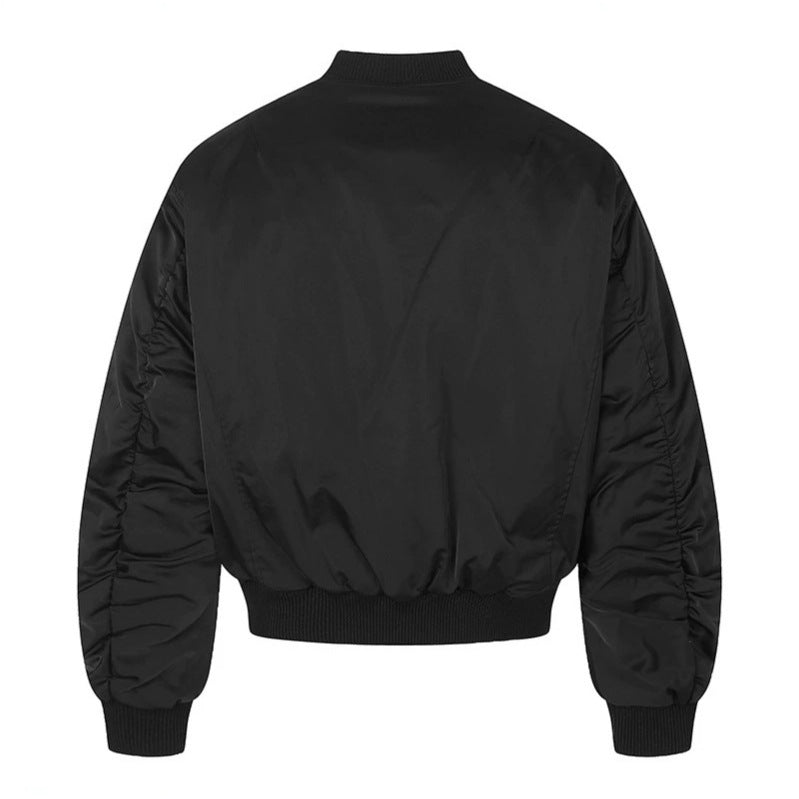 Herren kurze wattierte Bomberjacke mit breitem Gürteldetail und Rippbündchen Shop Nory