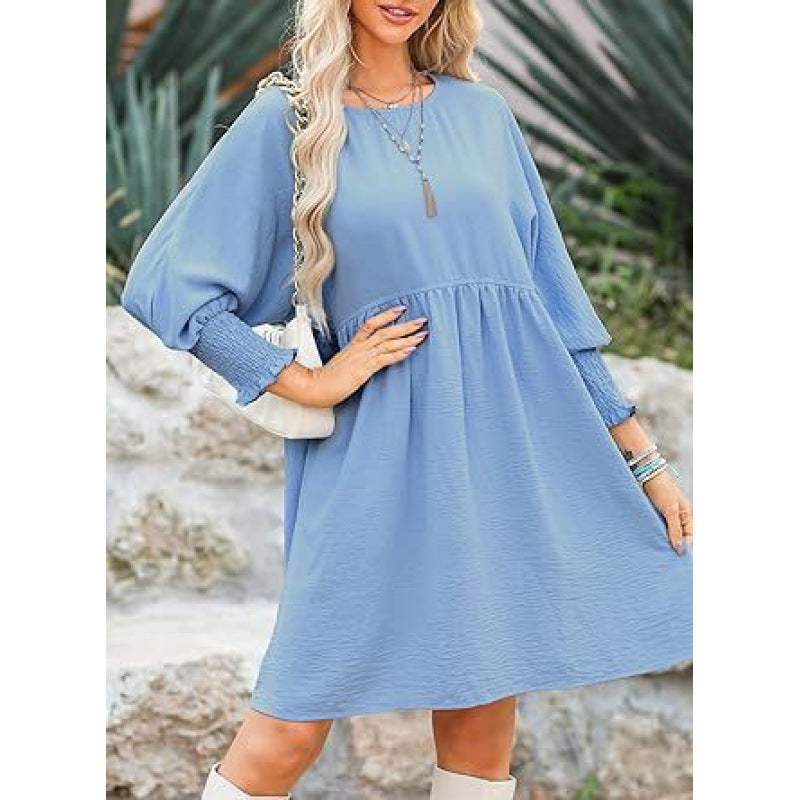 Damen Lockeres Babydoll-Kleid mit Ballonärmeln und geraffter Taille Shop Nory