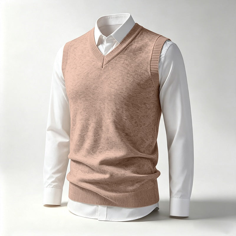 Herren Ärmellose Feinstrick V‑Ausschnitt Weste mit geripptem Saum Shop Nory