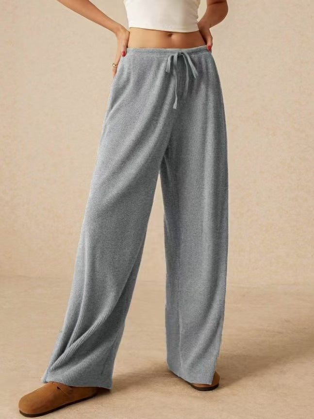 Damen weite Baumwoll-Haremshose mit hoher Taille und praktischem Kordelzug