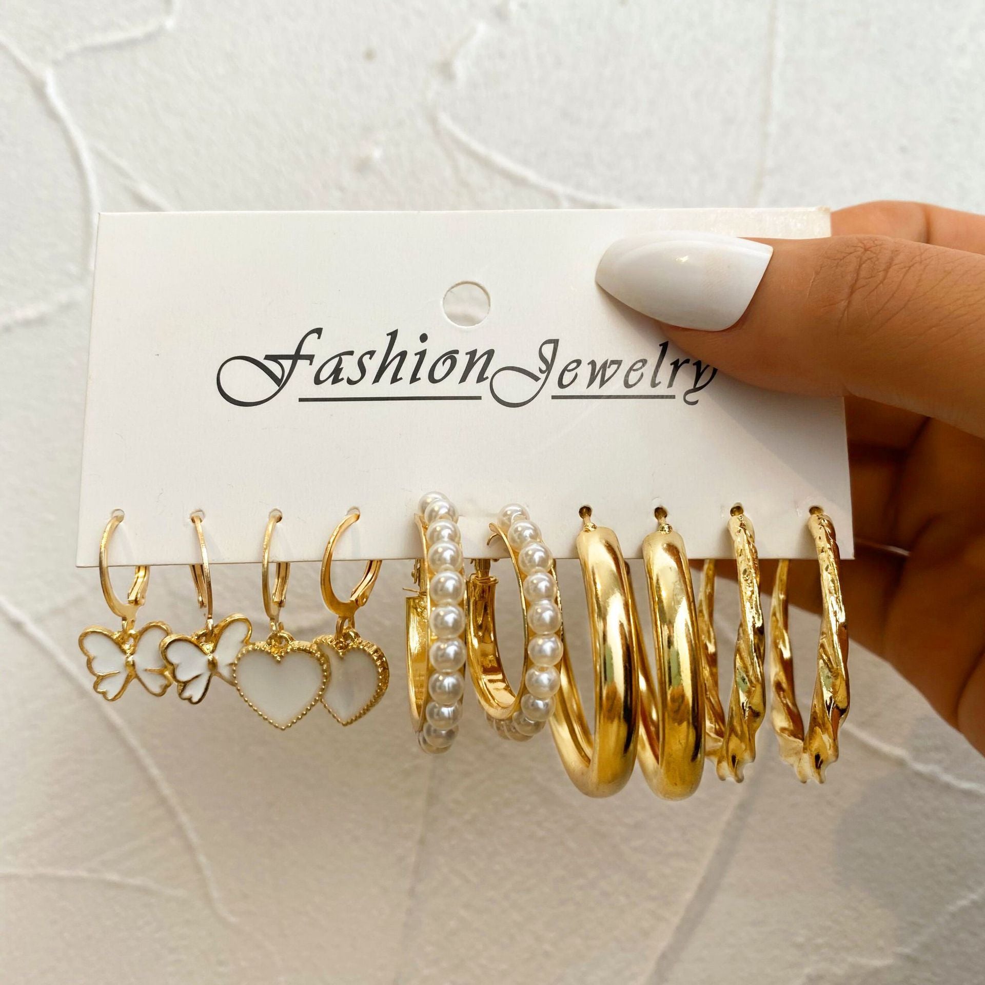 Damen Ohrringe-Set mit floralem Schmetterlings- und Herz-Design Shop Nory