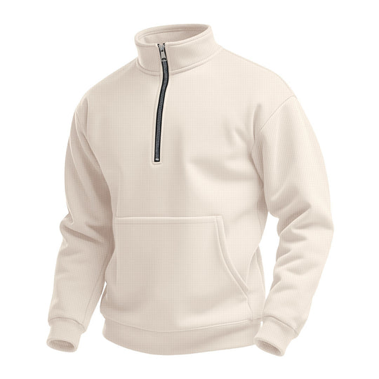 Unisex nan komfortabler Halbzip Pullover mit Kängurutasche und Stehkragen aus Strukturfleece Shop Nory