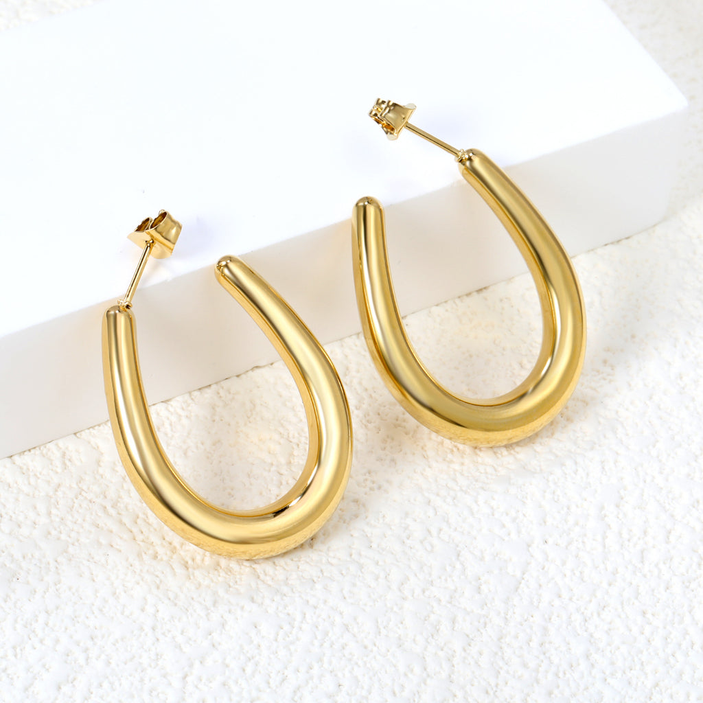 Damen elegante goldplattierte Creolen Shop Nory