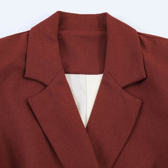 Damen Taillierter Wickelblazer mit Reverskragen und Bindegürtel Shop Nory