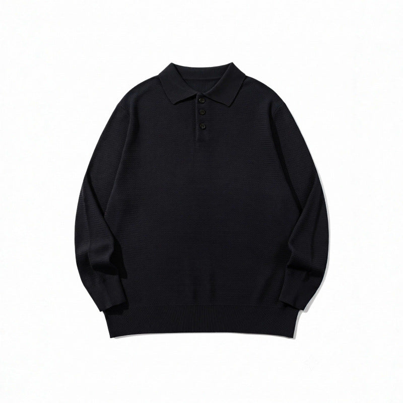 Unisex Boxy-Feinstrick-Poloshirt mit Henley-Knopfleiste, Rippbündchen und Raglanärmeln Shop Nory