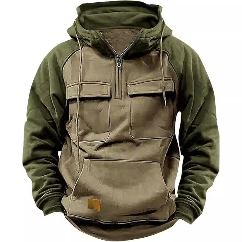 Herren Sportlicher Baumwoll-Hoodie mit Kapuze und praktischen Taschen