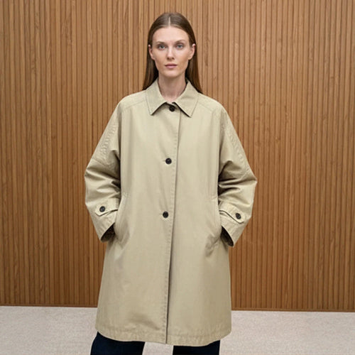 Damen Oversize Baumwoll-Mix Trenchcoat mit mittellangem, geradem Schnitt Shop Nory