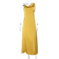 Damen Maxikleid mit schickem Wasserfallausschnitt und fließendem Satin-Stoff