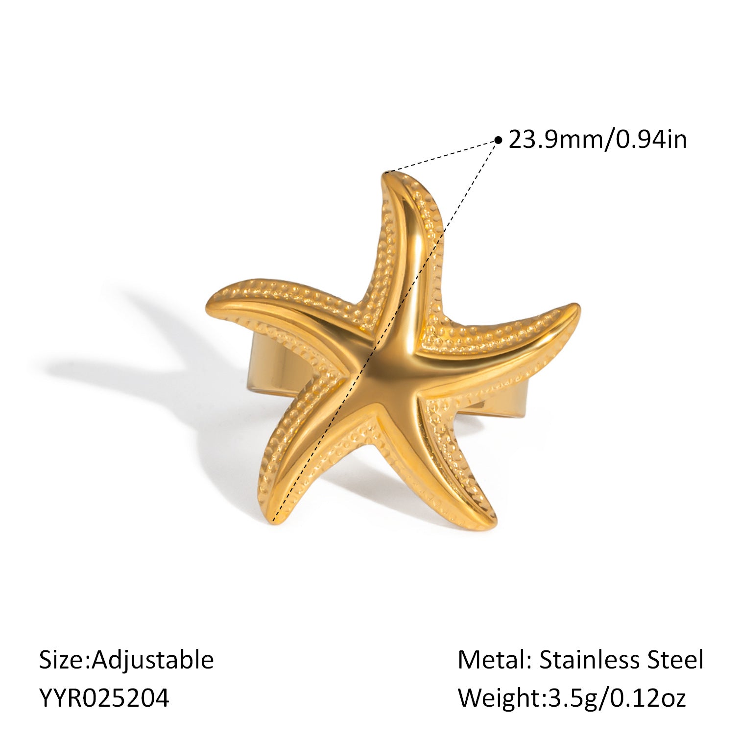 Damen Verstellbarer Sternenhaut Ring mit Edelstahlverarbeitung Shop Nory