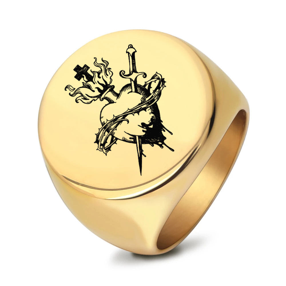 Herren Ring mit kunstvollem Herz-und Schwertmotiv Shop Nory