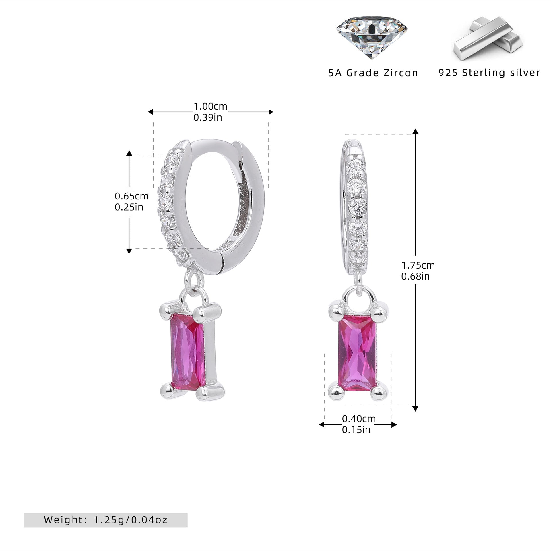 Damen Ohrstecker mit funkelnden Zirkon-Anhängern und hochwertigem 925 Sterling Silber Shop Nory