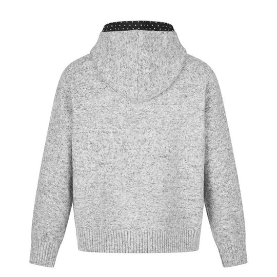 Damen Zip-Kapuzen-Strickjacke mit gepunkteter Kapuzenfütterung und Sternchen-Stickerei Shop Nory