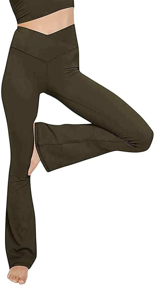 Damen Bootcut Yoga-Hose aus elastischem Material mit hohem Bund Shopnory
