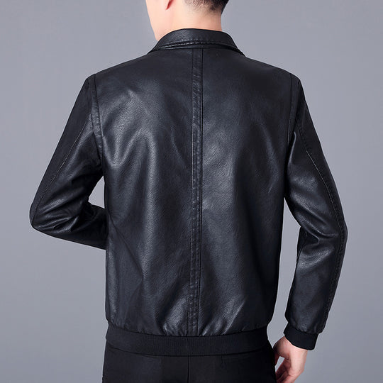 Herren Kunstleder-Bomberjacke im Aviator-Look mit Stehkragen und Reißverschluss Shop Nory