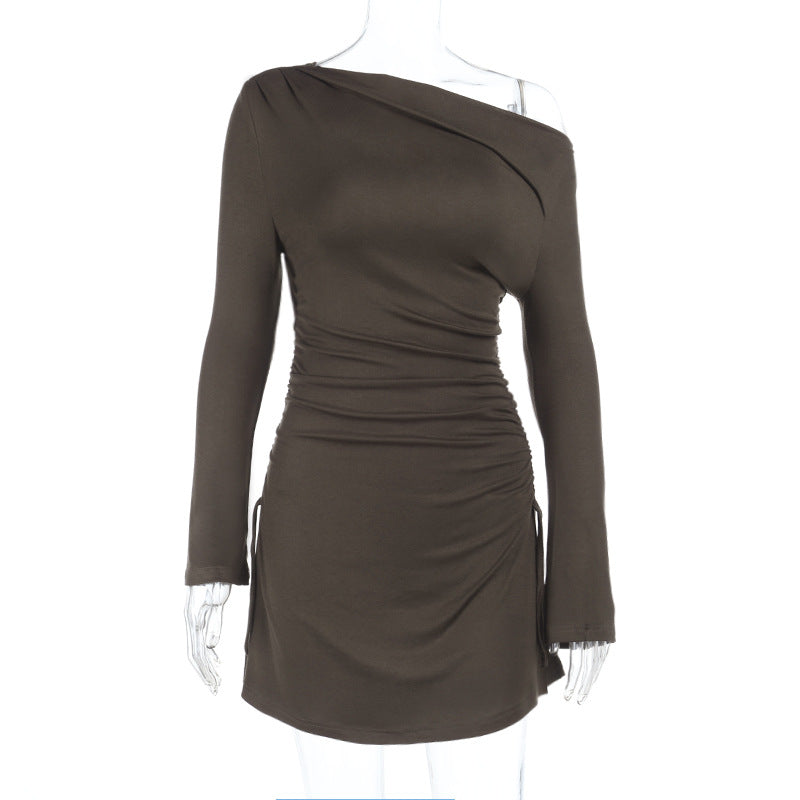 Damen One-Shoulder Minikleid mit seitlicher Raffung und figurbetonter Silhouette Shop Nory