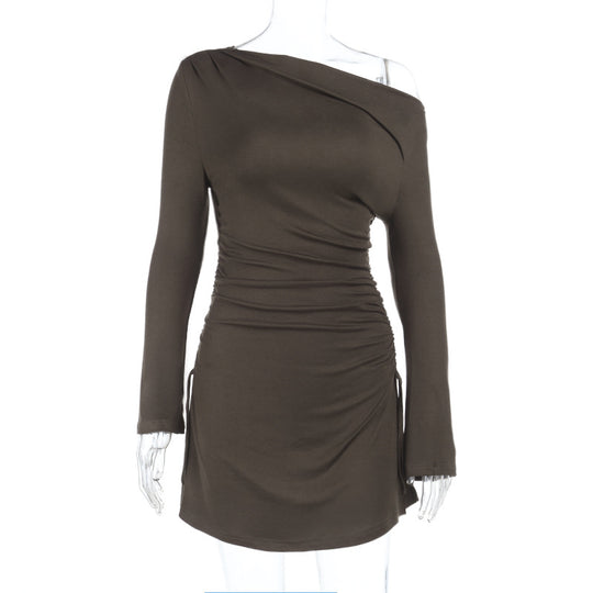Damen One-Shoulder Minikleid mit seitlicher Raffung und figurbetonter Silhouette Shop Nory