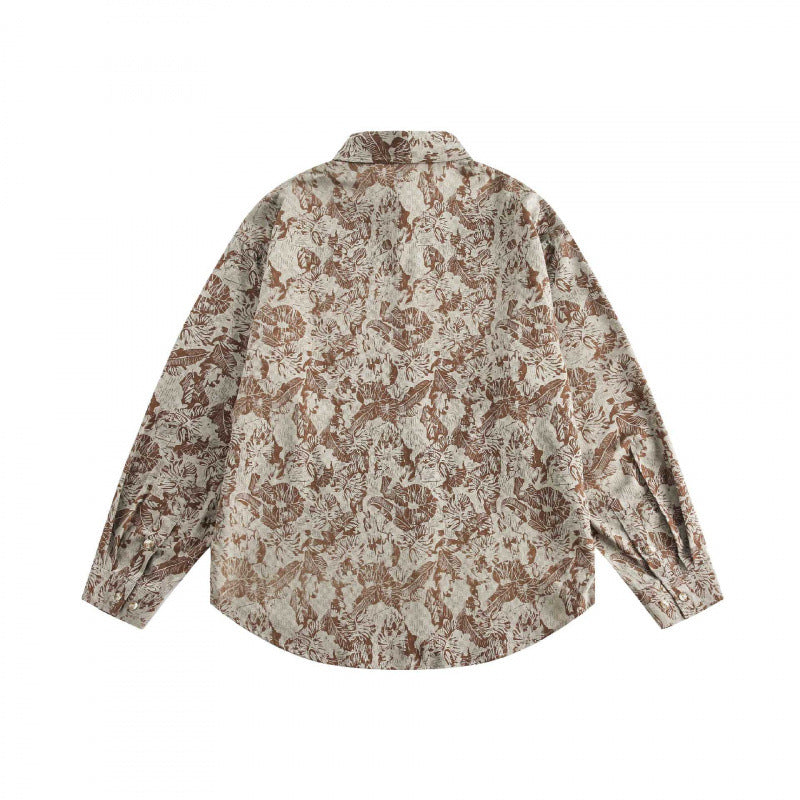 Unisex Oversize Hemd mit floralem Jacquardmuster und gerundetem Saum Shop Nory