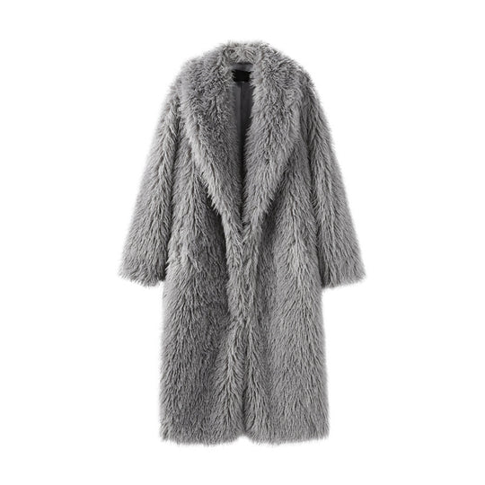 Damen Maxilanger Kunstpelzmantel mit langflorigem Hochflor und Oversize-Silhouette Shop Nory