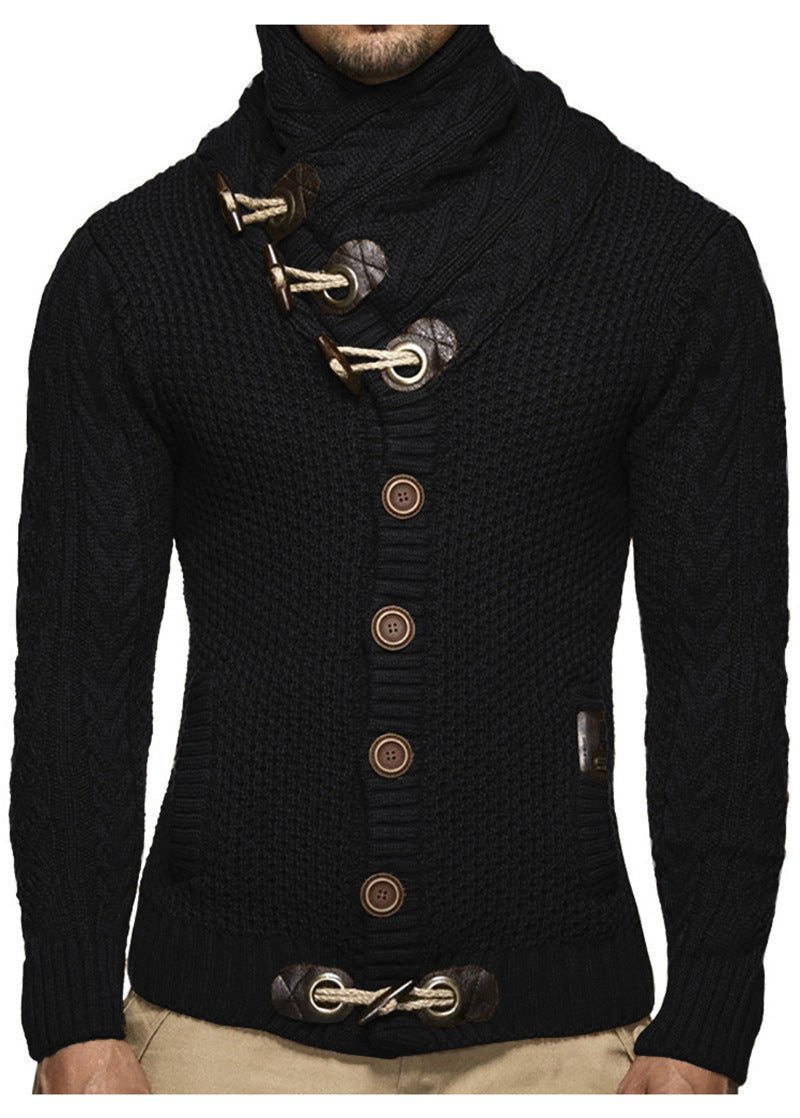 Herren nan grobgestrickter Cardigan mit Schalkragen, Knebelverschlüssen und Zopfmusterärmeln Shop Nory