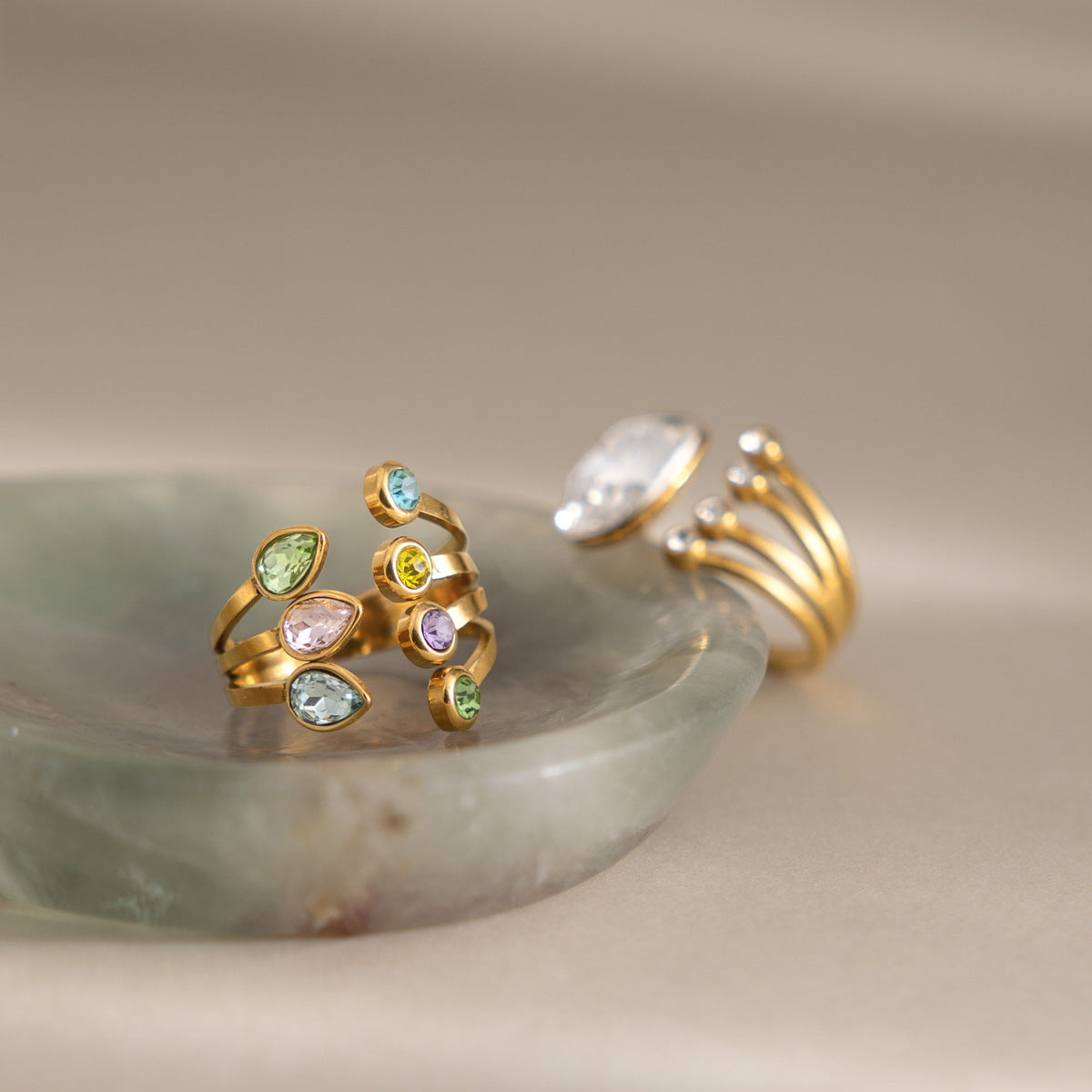 Damen Offener Ring mit funkelndem Kristallbesatz Shop Nory