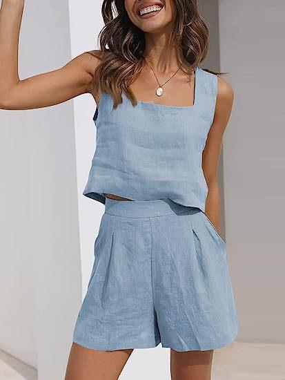 Damen Leichte Sommerbluse und Shorts Set