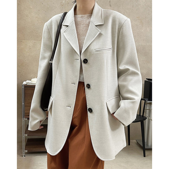Damen Boxy‑Sakko aus Leinenmix mit verlängerter Länge und Drei‑Knopf‑Front Shop Nory