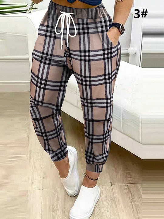 Damen Gemusterte Relax-Jogginghose mit Tunnelzug, Eingrifftaschen und Elastikbündchen Shop Nory