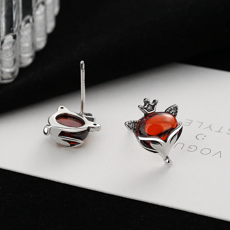 Damen Ohrstecker mit Fuchsdesign und funkelndem Zirkon Shop Nory