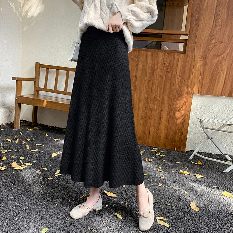 Damen Eleganter Strickrock mit strukturiertem Zopfmuster Shop Nory