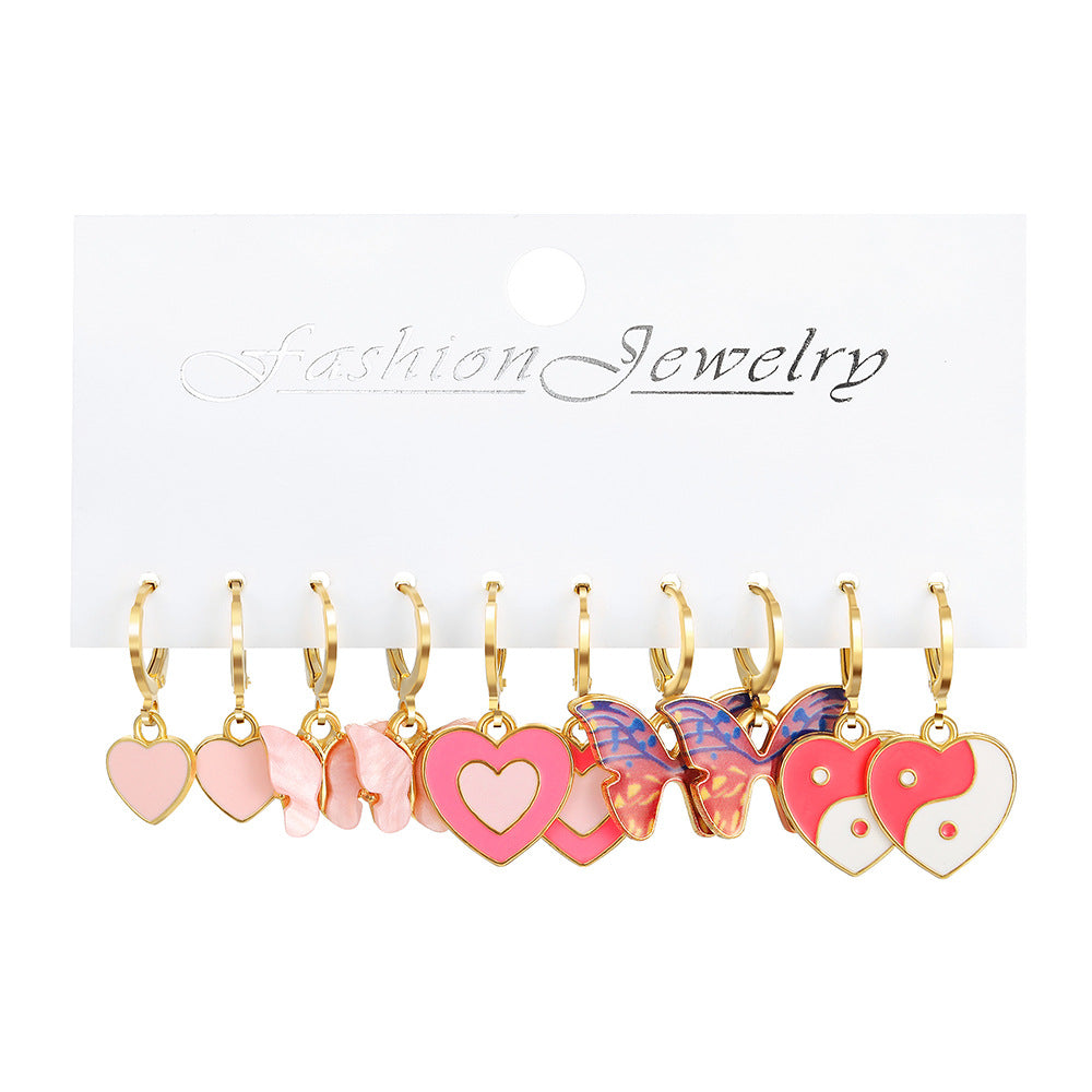 Damen Anhänger-Ohrringe mit bunten Herz- und Schmetterlingsdesigns Shop Nory