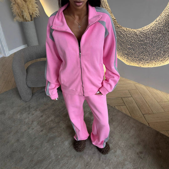 Damen Zweiteiliges Trainingsanzug-Set mit Reißverschlussjacke und weitem Jogginghose Shop Nory