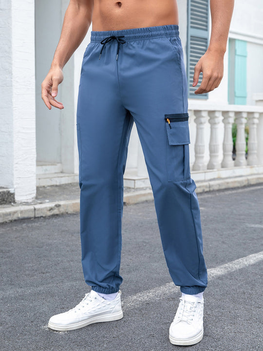 Herren Tech-Cargo-Jogginghose mit elastischem Tunnelzug, Reißverschluss‑Beintasche & eng anliegendem Fußbündchen Shop Nory