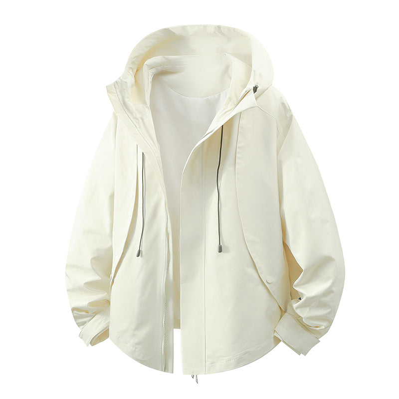 Damen winddichte Übergangsjacke mit Kapuze und verstellbarem Kordelzug