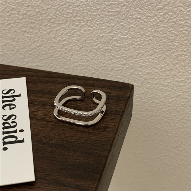 Damen Offener Ring mit funkelndem Zirkonia-Akzent Shop Nory