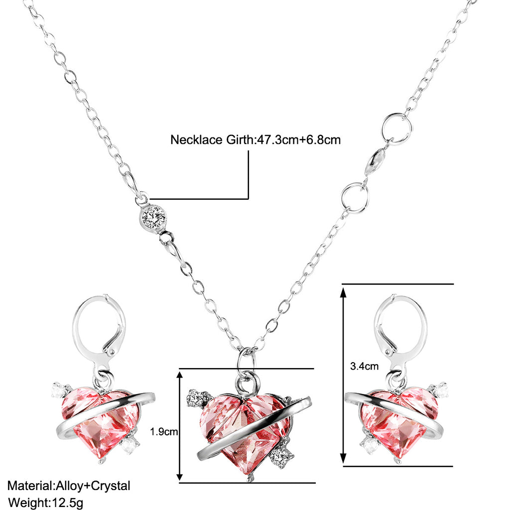 Damen Schmuckset mit herzförmigen Kristallanhängern Shop Nory