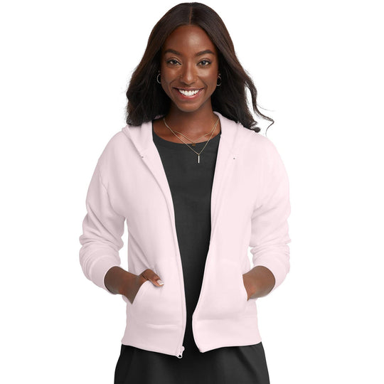 Damen Kapuzen-Sweatjacke mit durchgehendem Reißverschluss, Kängurutaschen und gerippten Bündchen Shop Nory