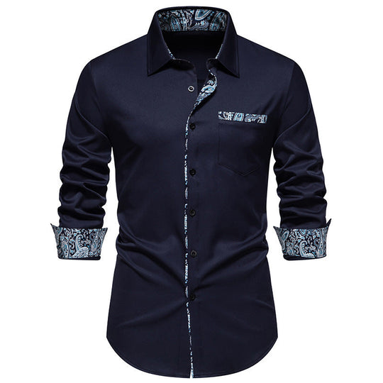 Herren elegantes Langarmhemd mit Leopardenmuster