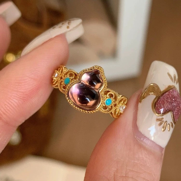 Damen zarter Ring mit kunstvollem Design und bunten Steinen Shop Nory
