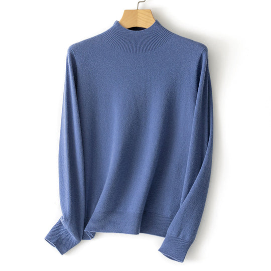 Damen Feiner Stehkragen-Pullover aus Kaschmir-Mix mit gerippten Abschlüssen Shop Nory