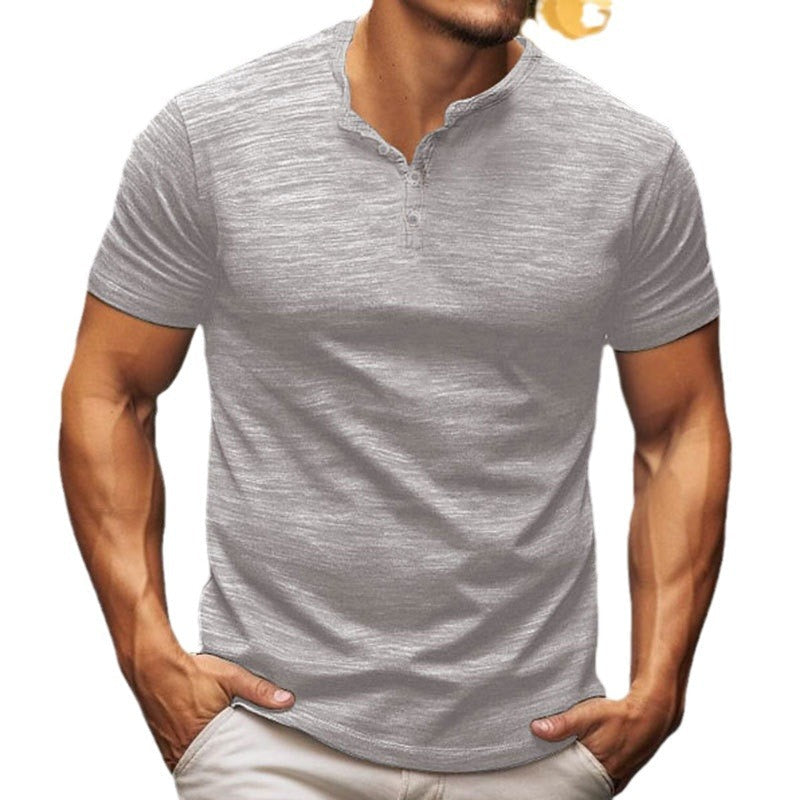Herren Kurzarm-T-Shirt mit Knopfleiste