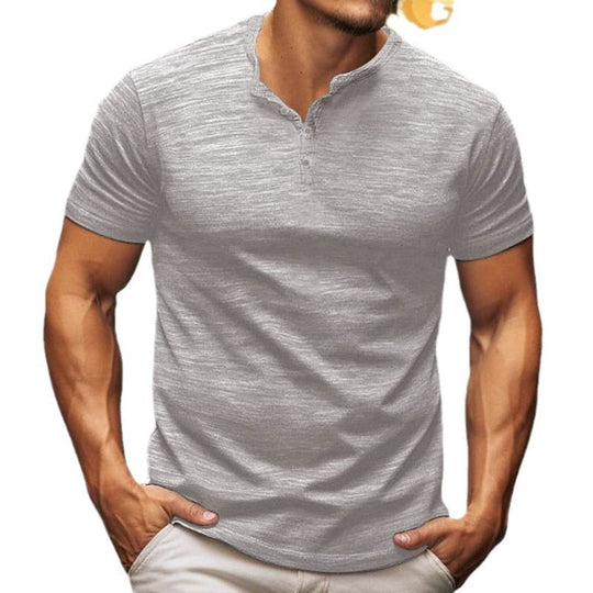 Herren Kurzarm-T-Shirt mit Knopfleiste