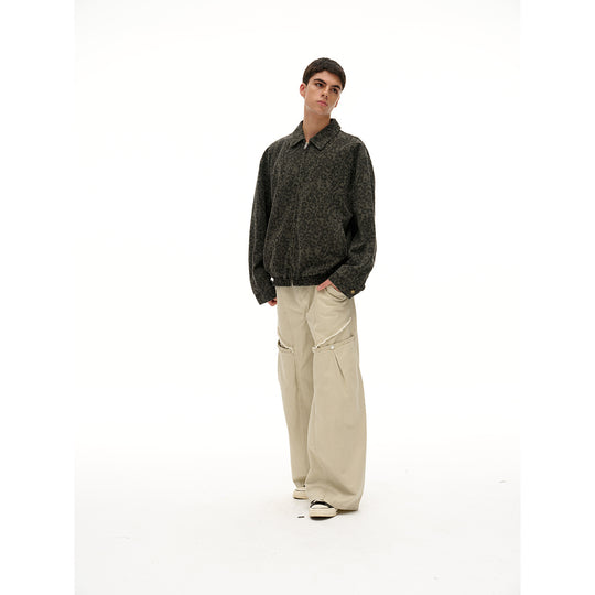 Unisex Leicht wattierte Boxy‑Jacke im Denim‑Look mit tonalem Leo‑Print und elastischem Saum Shop Nory