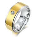 Herren Ring mit hochwertiger Edelstahl- und Goldakzentoberfläche sowie funkelndem Zirkonia-Shop Nory