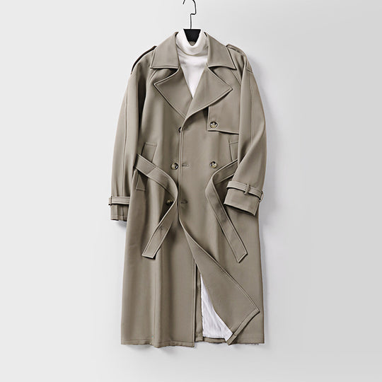 Damen Zweireihiger Oversized Trenchcoat mit weitem Schalkragen und Bindegürtel Shop Nory