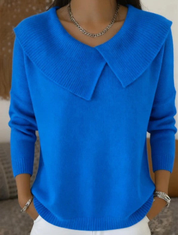 Damen nan grobgestrickter Pullover mit übergroßem Matrosenkragen und gerippten Abschlüssen Shop Nory