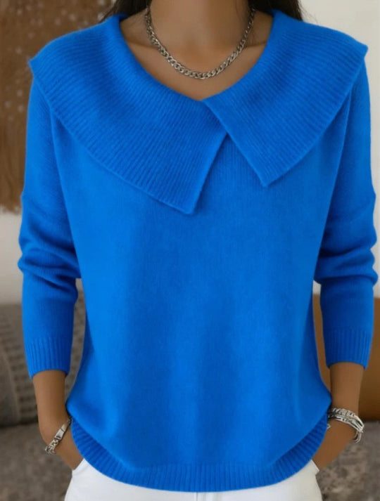 Damen nan grobgestrickter Pullover mit übergroßem Matrosenkragen und gerippten Abschlüssen Shop Nory