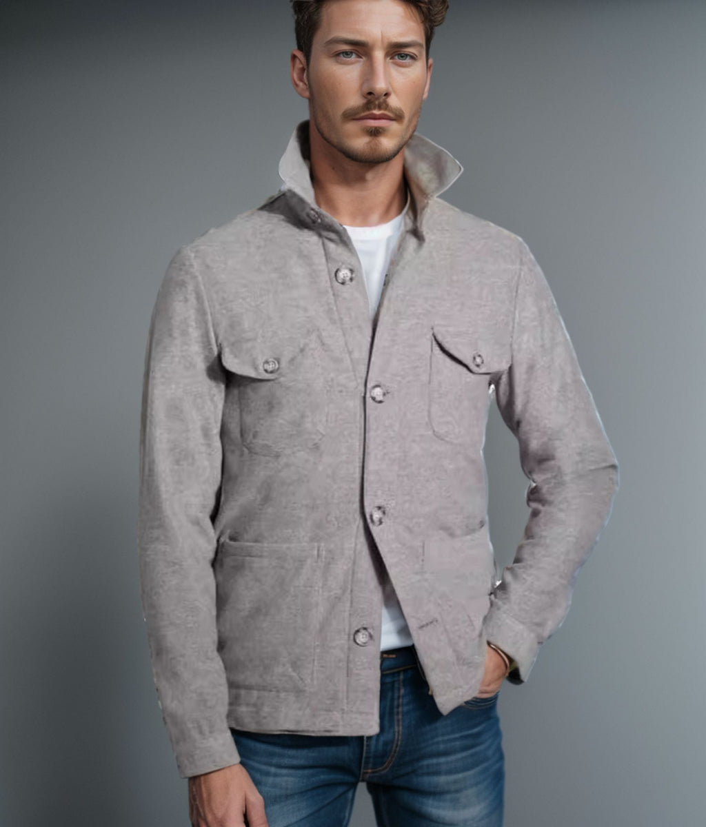 Herren praktische Jacke im schicken Utility-Stil mit hohen Kragen