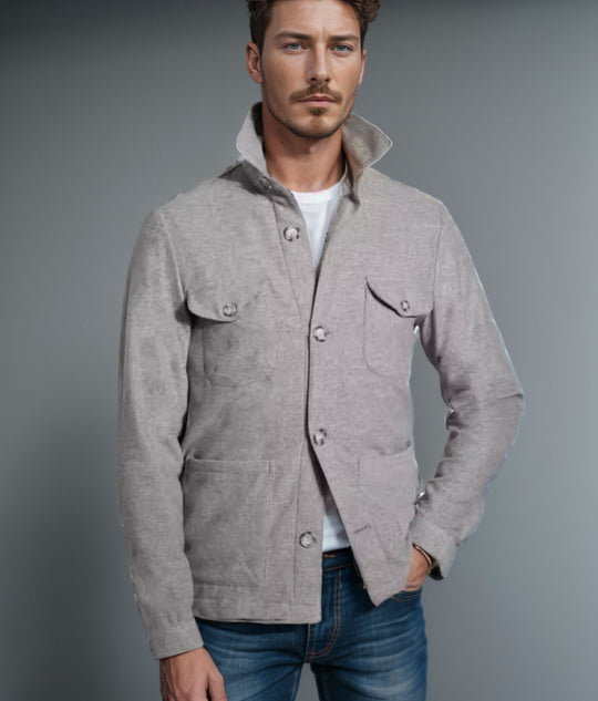 Herren Leichte Fieldjacke aus Baumwoll-Leinen mit Pattentaschen Shop Nory