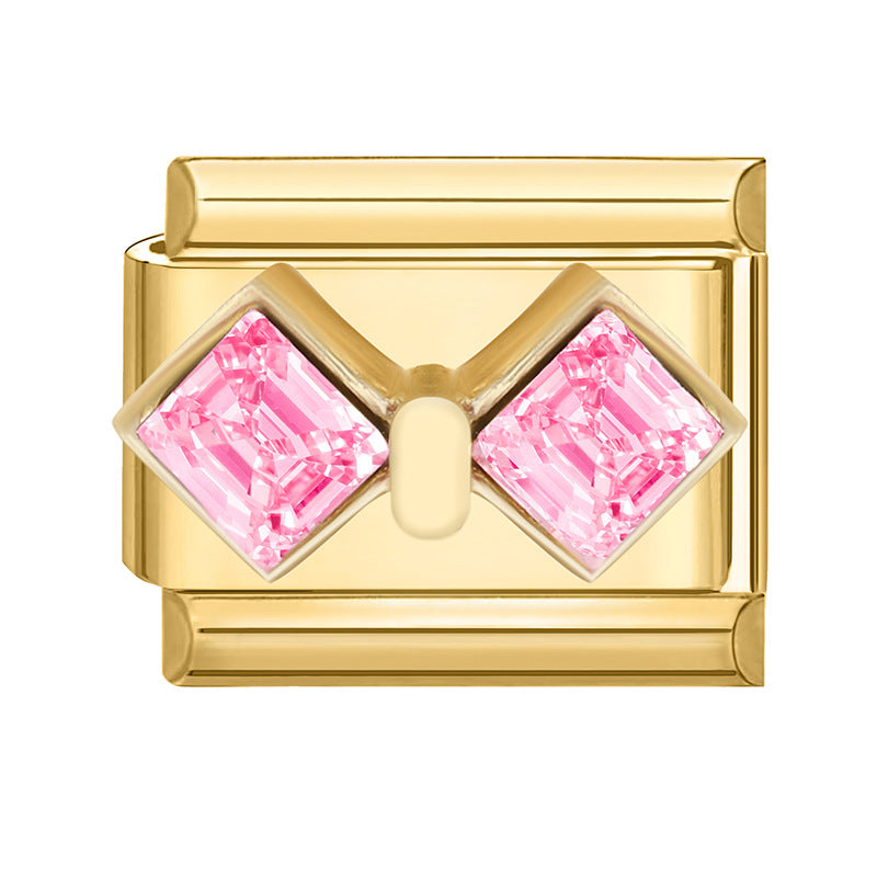 Feiner Italienischer Charm mit Zuchtperlen und Dekorativem Banddetail