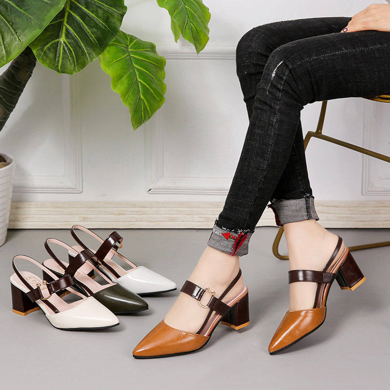 Damen Elegante Slingback-Pumps mit modischem Blockabsatz und verstellbarem Riemen
